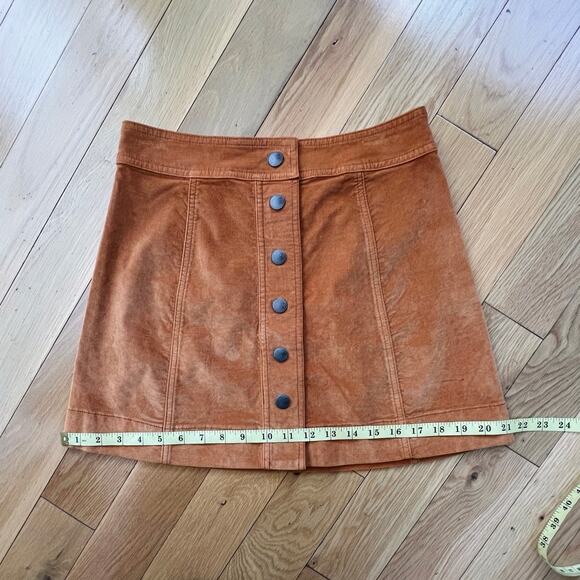 Madewell Button Velvet Skirt in Orange Womens Size 0 - Picture 7 of 9